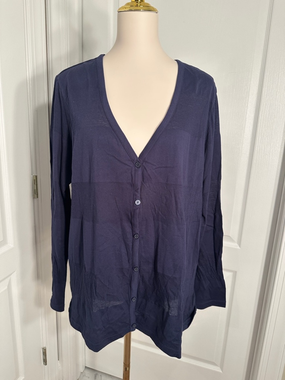 Vintage Liz Claiborne Navy V-Neck Button-Front Cardigan Sz 1X